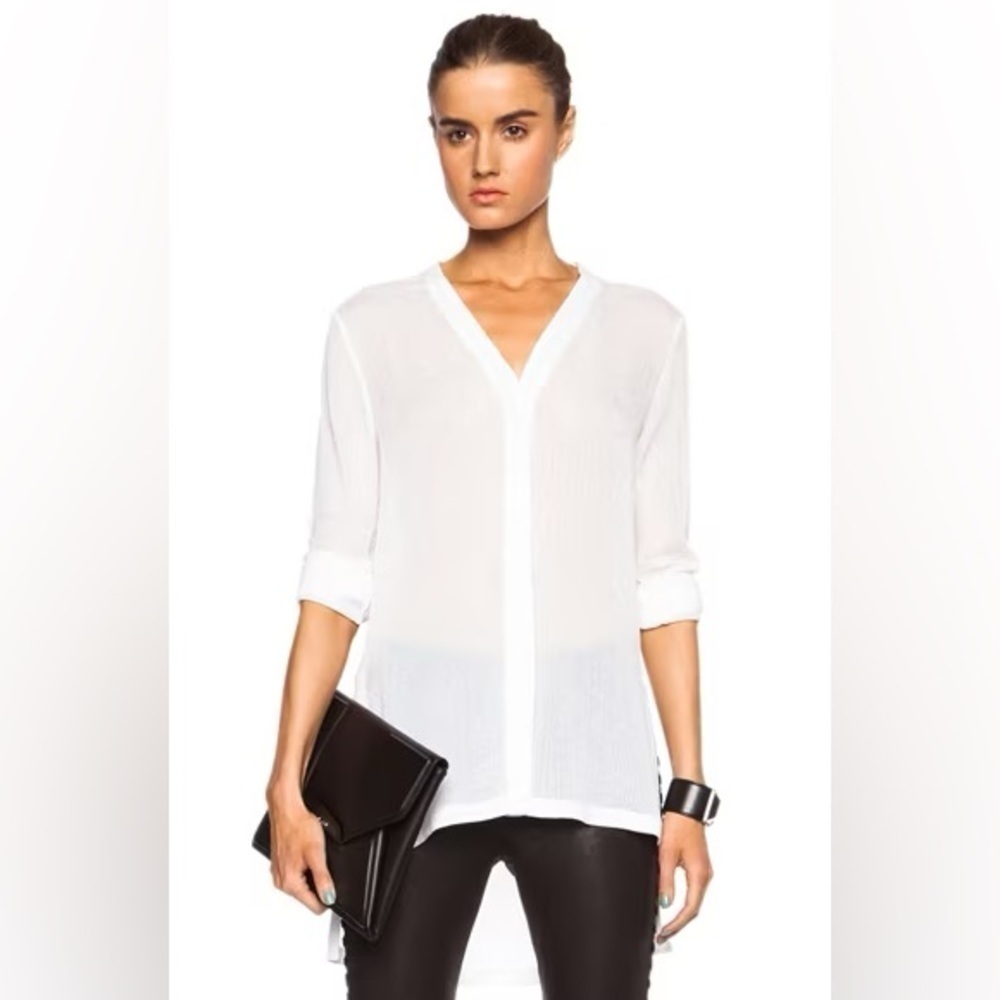 Helmut Lang Swift Button Down Triacetate-Blend Top White